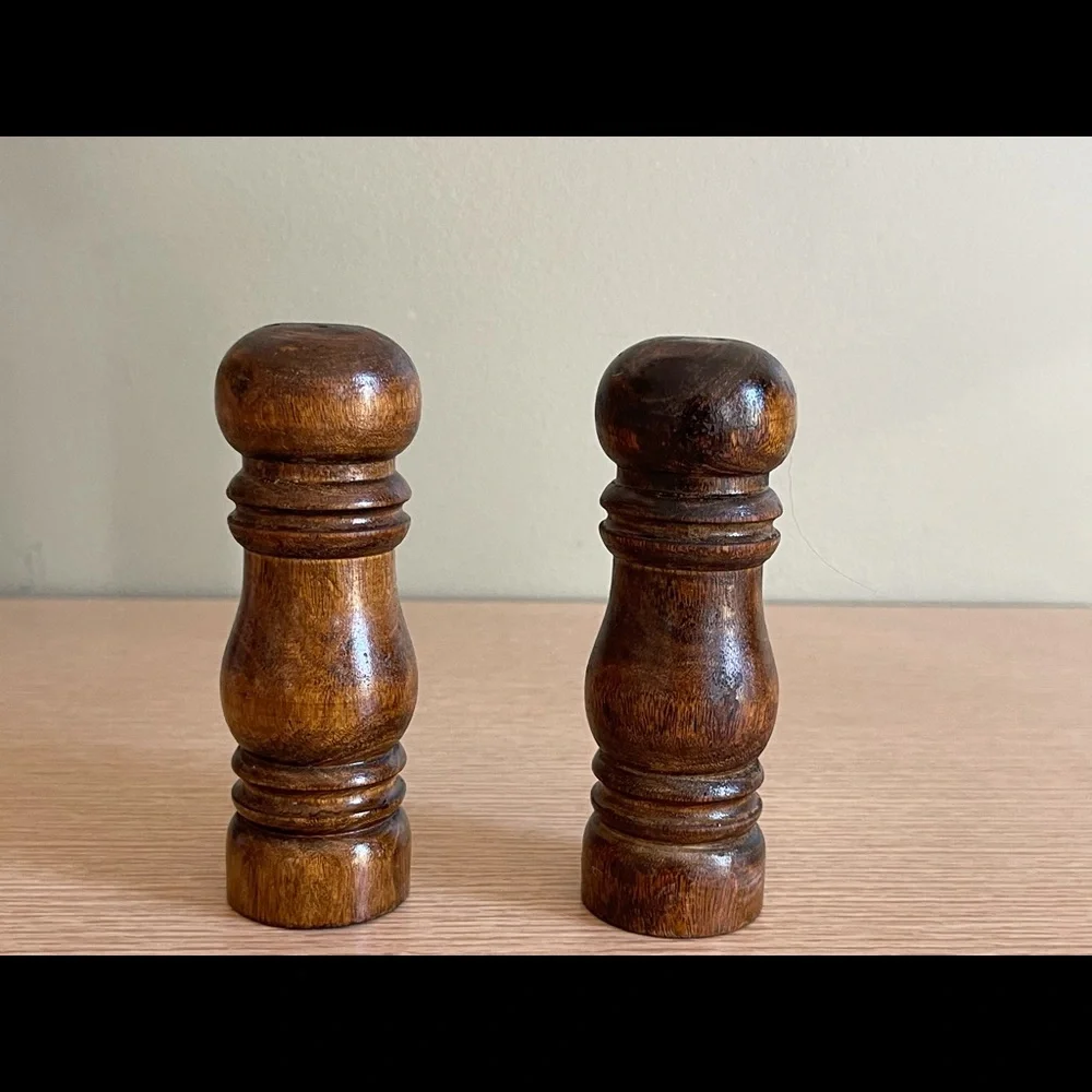 Vintage Wood Salt and Pepper Shakers
